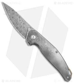 MKM Anso Goccia Liner Lock Flipper Knife Titanium (3.25" Damascus)