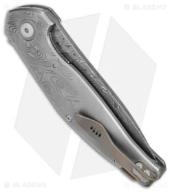 MKM Anso Goccia Liner Lock Flipper Knife Titanium (3.25" Damascus) -Blade Vault MKM Anso Goccia LL Flipper Ti Damascus BHQ 146934 jr side