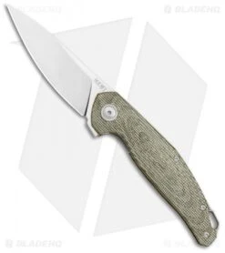 MKM Anso Goccia Liner Lock Flipper Knife Green Micarta (3.25" Satin)