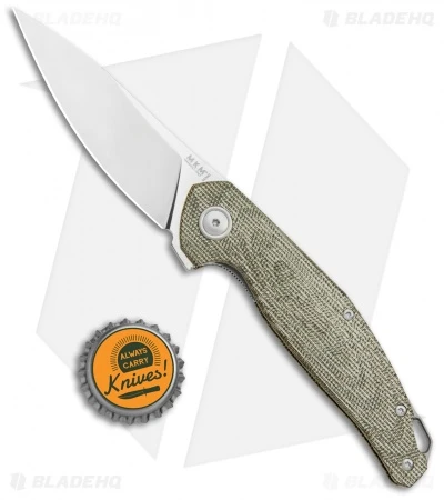 MKM Anso Goccia Liner Lock Flipper Knife Green Micarta (3.25" Satin) 4 MKM Anso Goccia Liner Lock Flipper Knife Green Micarta (3.25" Satin) - Image 4