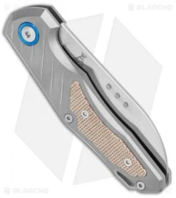 MKM Anso Root Slip Joint Knife Titanium/Natural Micarta (2.8" Satin) RT-NCT -Blade Vault MKM Anso Root SJ Sandblasted Ti Natural Micarta Satin BHQ 111448 jr side