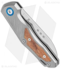 MKM Anso Root Slip Joint Knife Titanium/Santos Wood (2.8" Satin) RT-ST -Blade Vault MKM Anso Root SJ Sandblasted Ti Santos Wood Satin BHQ 111445 jr side