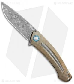 MKM Burnley Arvenis Frame Lock Flipper Knife Bronze Titanium (3.35" Damasteel)