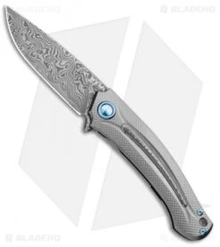 MKM Burnley Arvenis Frame Lock Flipper Knife Titanium (3.35" Damasteel)
