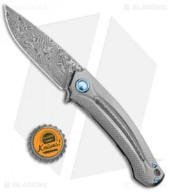 MKM Burnley Arvenis Frame Lock Flipper Knife Titanium (3.35" Damasteel) -Blade Vault MKM Burnley Arvenis FL Ti Damasteel MK FX01 D BHQ 87978 jr bottlecap