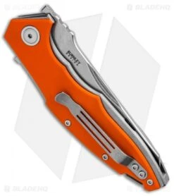 MKM Burnley Raut Liner Lock Flipper Knife Orange G-10 (3.35" Satin) -Blade Vault MKM Burnley Raut LL Flipper Orange G 10 Satin MK VP01 GB OR BHQ 87994 jr side