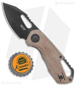 MKM Exclusive Isonzo Clip Point Liner Lock Knife Natural Micarta (2.25" Black) -Blade Vault MKM Exclusive Isonzo CP LL Natural Micarta Black BHQ 161570 jr bottlecap