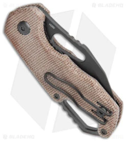 MKM Exclusive Isonzo Clip Point Liner Lock Knife Natural Micarta (2.25" Black) -Blade Vault MKM Exclusive Isonzo CP LL Natural Micarta Black BHQ 161570 jr side