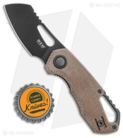 MKM Exclusive Isonzo Cleaver Liner Lock Knife Natural Micarta (2.25" Black) -Blade Vault MKM Exclusive Isonzo Cleaver LL Natural Micarta Black BHQ 161593 jr bottlecap