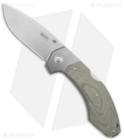 MKM Hero Knife Back Lock Knife Green Micarta (3.75" Stonewash)