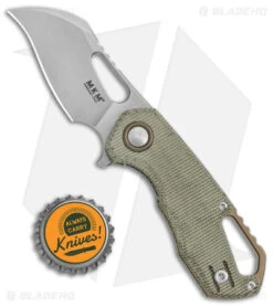 MKM Exclusive Isonzo Hawkbill Liner Lock Knife Green Micarta (2.3" Stonewash) -Blade Vault MKM Isonzo Hawksbill LL Green Micarta SW BHQ 147149 jr bottlecap