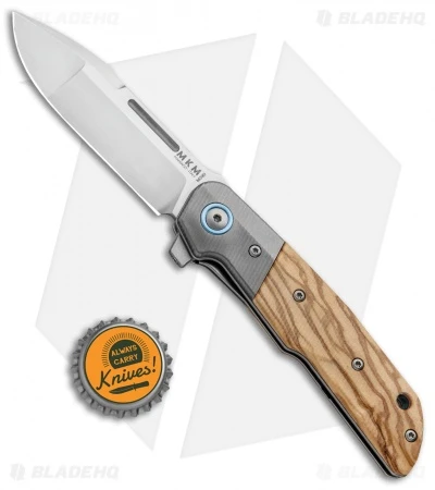 MKM Terzuola Clap Liner Lock Knife Olive Wood/Ti Bolster (3" Satin) LS01-OT 4 MKM Terzuola Clap Liner Lock Knife Olive Wood/Ti Bolster (3" Satin) LS01-OT - Image 4