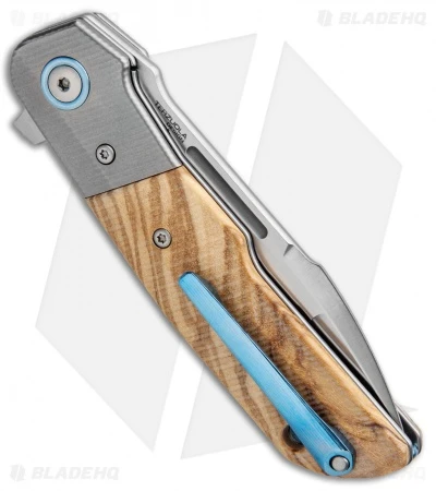 MKM Terzuola Clap Liner Lock Knife Olive Wood/Ti Bolster (3" Satin) LS01-OT 3 MKM Terzuola Clap Liner Lock Knife Olive Wood/Ti Bolster (3" Satin) LS01-OT - Image 3