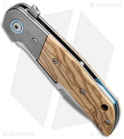 MKM Terzuola Clap Liner Lock Knife Olive Wood/Ti Bolster (3" Satin) LS01-OT 2 MKM Terzuola Clap Liner Lock Knife Olive Wood/Ti Bolster (3" Satin) LS01-OT - Image 2