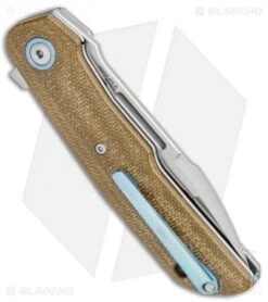 MKM Terzuola Clap Liner Lock Knife Green Canvas Micarta (3" Satin) LS01-GC -Blade Vault MKM Terzuola Clap LL Green Canvas Micarta Satin LS01 GC BHQ 111259 jr side