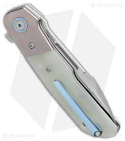 MKM Terzuola Clap Liner Lock Knife Jade G-10 W/ Titanium Bolsters (3" Satin) -Blade Vault MKM Terzuola Clap LL Jade G 10 Ti Bolsters Satin BHQ 175460 jr side