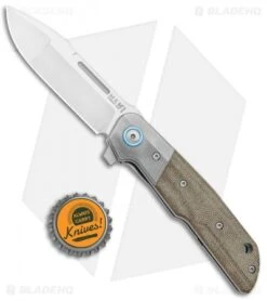 MKM Terzuola Clap Liner Lock Knife Green Micarta/Ti Bolster (3" Satin) LS01-GCT -Blade Vault MKM Terzuoula Clap LL Green Canvas Micarta Ti Bolster Satin LS01 GCT BHQ 97765 jr bottlecap