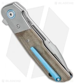 MKM Terzuola Clap Liner Lock Knife Green Micarta/Ti Bolster (3" Satin) LS01-GCT -Blade Vault MKM Terzuoula Clap LL Green Canvas Micarta Ti Bolster Satin LS01 GCT BHQ 97765 jr side
