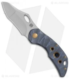 Olamic Cutlery Busker Gusto Frame Lock Blue Seabed Ti W/ Gold Holes (2.5" Satin)