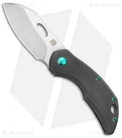 Olamic Cutlery Busker Largo Knife Darkblast Ti/Green Hardware (2.5" Satin)