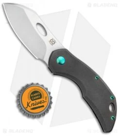 Olamic Cutlery Busker Largo Knife Darkblast Ti/Green Hardware (2.5" Satin) -Blade Vault Olamic Cutlery Busker Largo Darkblast Ti Green Hardware Satin BHQ 91573 jr bottlecap