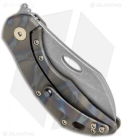 Olamic Cutlery Busker Largo Frame Lock Knife Flame Colored Ti/Brz (2.5" Acid SW) -Blade Vault Olamic Cutlery Busker Largo FL Colored Ti Bronze Acid SW BHQ 80341 jr side