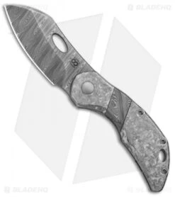 Olamic Cutlery Busker Largo Knife Frosty Ti/Damasteel Inlay (2.5" Damasteel)