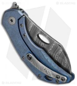 Olamic Cutlery Busker Largo Frame Lock Knife Kinetic Ocean (2.5" Damasteel) 6 Olamic Cutlery Busker Largo Frame Lock Knife Kinetic Ocean (2.5" Damasteel) -Blade Vault Olamic Cutlery Busker Largo FL Kinetic Rainforest Ocean BHQ 97074 jr side