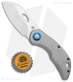 Olamic Cutlery Busker Largo Frame Lock Knife Lightblast Ti Blue (2.5" Satin) -Blade Vault Olamic Cutlery Busker Largo FL Lightblast Ti Blue Satin BHQ 115933 jr bottlecap