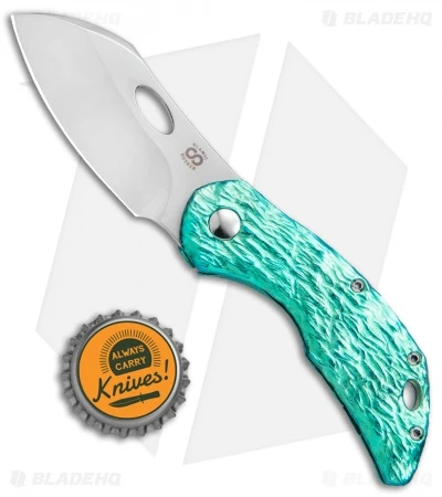 Olamic Cutlery Busker Largo Frame Lock Knife Molten Green Ti (2.5" Satin) 4 Olamic Cutlery Busker Largo Frame Lock Knife Molten Green Ti (2.5" Satin) - Image 4