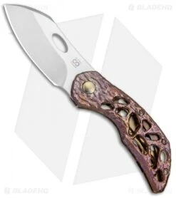 Olamic Cutlery Busker Largo Knife Molten Ti W/ Funky Holes (2.5" Satin)
