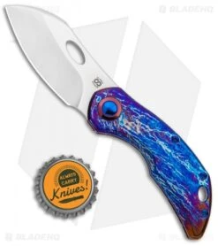 Olamic Cutlery Busker Largo Frame Lock Knife Purple Entropic (2.5" Satin) -Blade Vault Olamic Cutlery Busker Largo FL Purple Enthropic Satin BHQ 115943 jr bottlecap
