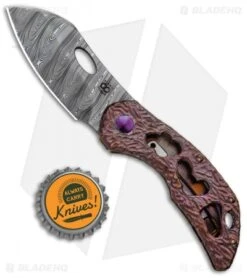 Olamic Cutlery Busker Largo Knife ISolo Molten Burple 3-Hole Ti(2.5" Damasteel) -Blade Vault Olamic Cutlery Busker Largo FL iSolo Molten Blurple 3 Hole Damasteel BHQ 97088 jr bottlecap