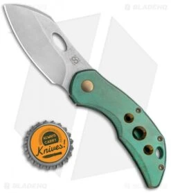 Olamic Cutlery Busker Largo Knife Green Kinetic Rainforest Ti (2.5" Acid SW) -Blade Vault Olamic Cutlery Busker Largo Green Kinetic Rainforest Ti Acid SW BHQ 80328 jr bottlecap