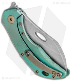 Olamic Cutlery Busker Largo Knife Green Kinetic Rainforest Ti (2.5" Acid SW) -Blade Vault Olamic Cutlery Busker Largo Green Kinetic Rainforest Ti Acid SW BHQ 80328 jr side