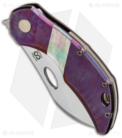 Olamic Cutlery Busker Largo Knife Jeweled Purple Ti/MOP (2.5" Satin) 2 Olamic Cutlery Busker Largo Knife Jeweled Purple Ti/MOP (2.5" Satin) - Image 2