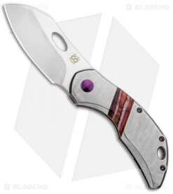 Olamic Cutlery Busker Largo Knife Jeweled Ti/Red Mammoth Inlay (2.5" Satin)