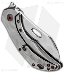 Olamic Cutlery Busker Largo Knife Jeweled Ti/Red Mammoth Inlay (2.5" Satin) 6 Olamic Cutlery Busker Largo Knife Jeweled Ti/Red Mammoth Inlay (2.5" Satin) -Blade Vault Olamic Cutlery Busker Largo Jeweled Ti Red Mammoth Inlay Satin BHQ 91576 jr side