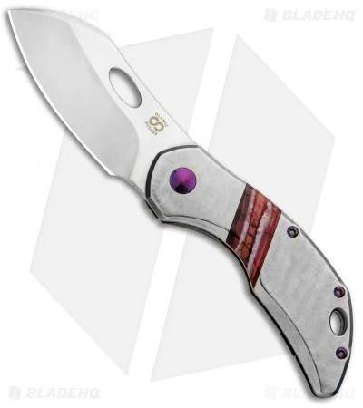 Olamic Cutlery Busker Largo Knife Jeweled Ti/Red Mammoth Inlay (2.5" Satin) 1 Olamic Cutlery Busker Largo Knife Jeweled Ti/Red Mammoth Inlay (2.5" Satin)