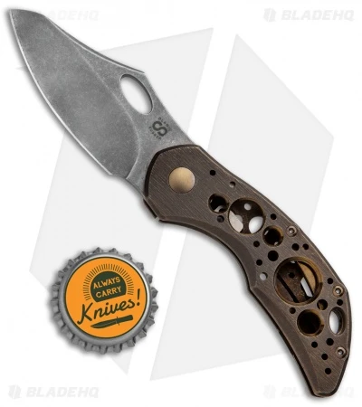 Olamic Cutlery Busker Semper Knife Bronze Kinetic Earth/Acid Rain (2.5" Acid SW) 4 Olamic Cutlery Busker Semper Knife Bronze Kinetic Earth/Acid Rain (2.5" Acid SW) - Image 4