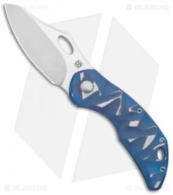 Olamic Cutlery Busker Semper Frame Lock Knife Blue Seabed Rocks Ti (2.5" Satin)