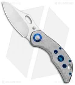 Olamic Cutlery Busker Semper Frame Lock Frosty Holes Blue Accents (2.5" Satin)