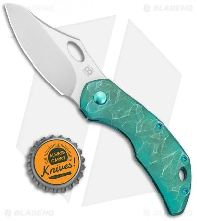 Olamic Cutlery Busker Semper Frame Lock Knife Green Seabed Ti (2.5" Satin) 4 Olamic Cutlery Busker Semper Frame Lock Knife Green Seabed Ti (2.5" Satin) - Image 4