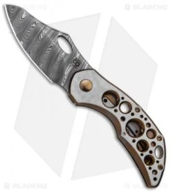 Olamic Cutlery Busker Semper Frame Lock Knife Jeweled Acid Rain (2.5" Damasteel)