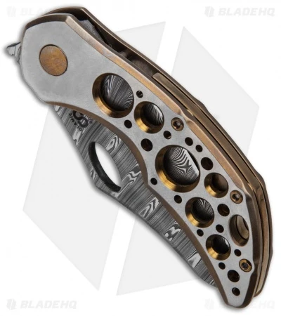 Olamic Cutlery Busker Semper Frame Lock Knife Jeweled Acid Rain (2.5" Damasteel) 2 Olamic Cutlery Busker Semper Frame Lock Knife Jeweled Acid Rain (2.5" Damasteel) - Image 2