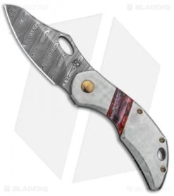 Olamic Cutlery Busker Semper Knife Jeweled Ti/Mammoth Inlay (2.5" Damasteel)