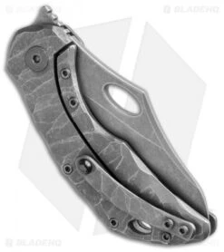 Olamic Cutlery Busker Vampo Knife Sculpted Ti (2.5" Acid Stonewash) 023V -Blade Vault Olamic Cutlery Busker Vampo Sculpted Ti Acid SW 023V BHQ 93021 jr side