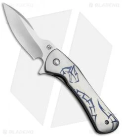 Olamic Cutlery Gambit Liner Lock Knife Ti Blue Anodized/Carved (3" Satin) G016