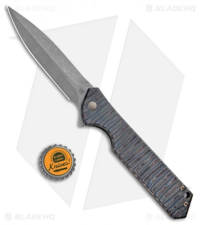 Olamic Cutlery Rainmaker Dagger Knife Flamed Ti/Bronze HW (4.25" Dark Wash) 4 Olamic Cutlery Rainmaker Dagger Knife Flamed Ti/Bronze HW (4.25" Dark Wash) - Image 4