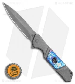 Olamic Cutlery Rainmaker Dagger Flipper Knife Entropic Blue/Ti (4.25" Dark SW) 7 Olamic Cutlery Rainmaker Dagger Flipper Knife Entropic Blue/Ti (4.25" Dark SW) -Blade Vault Olamic Cutlery Rainmaker Dagger Flipper Knife Entropic Blue Ti 4.25 Dark SW BHQ 101898 LS Bottlecap